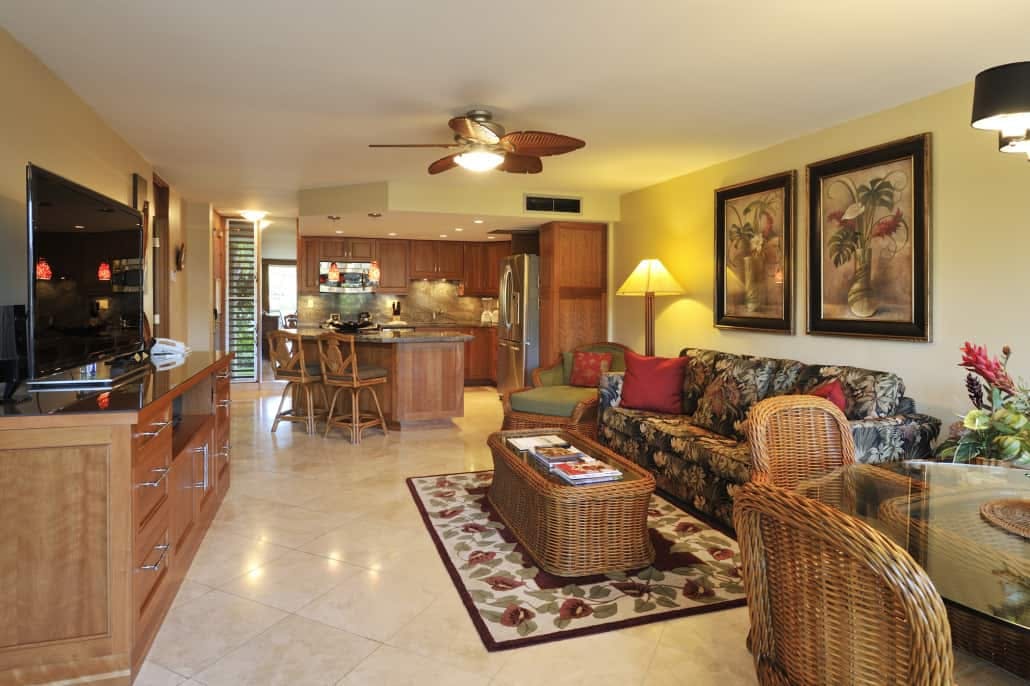 Aston Maui Kaanapali Villas 1BDRM Oceanside Living Area 1030x686