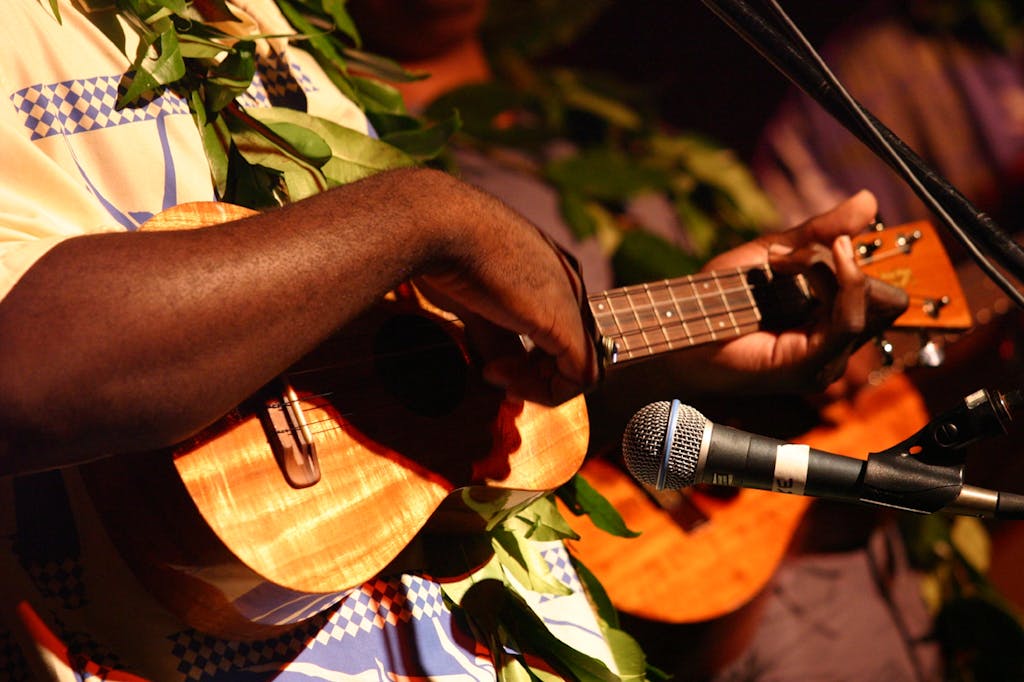 The ukulele is essential to Hawaiian music. Gabby Pahinui.