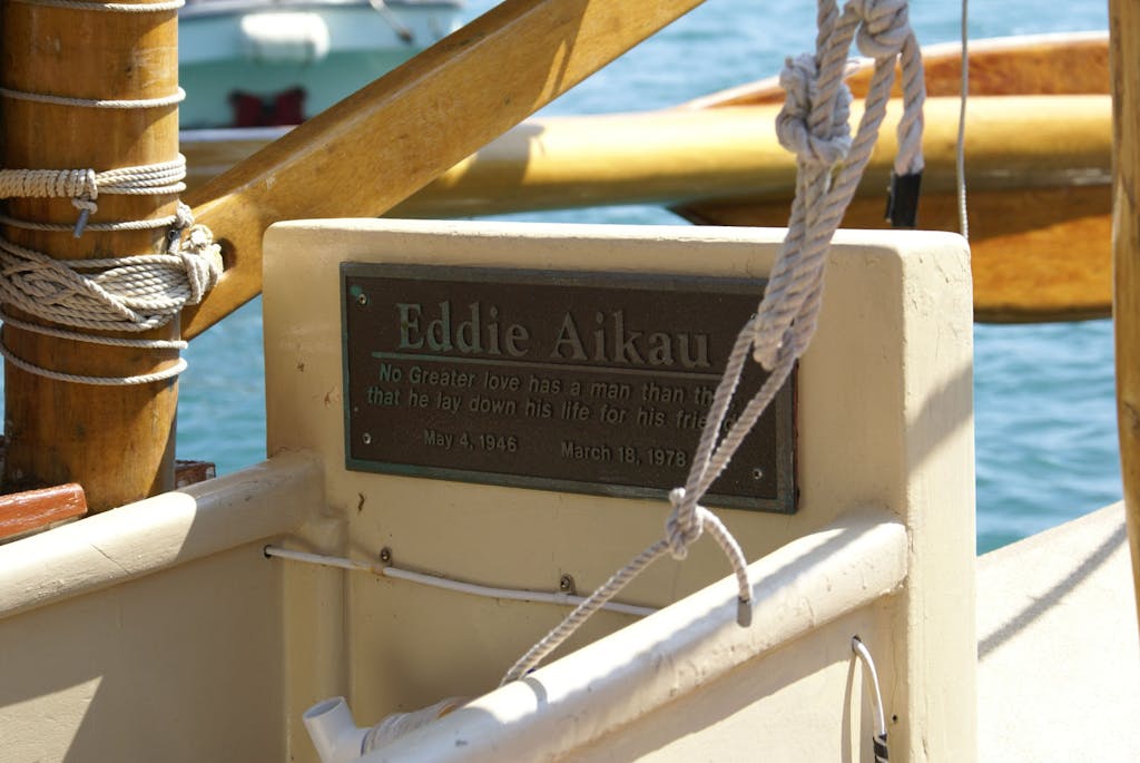 A memorial for Eddie Aikau on the Hokulea